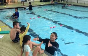 Teaching kids to swim at Excel Aquatics